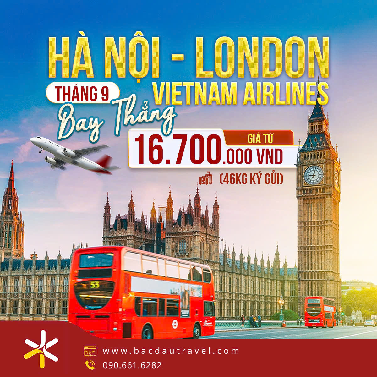 VÉ DU HỌC SINH TỪ HÀ NỘI ĐI LONDON THÁNG 9/2024