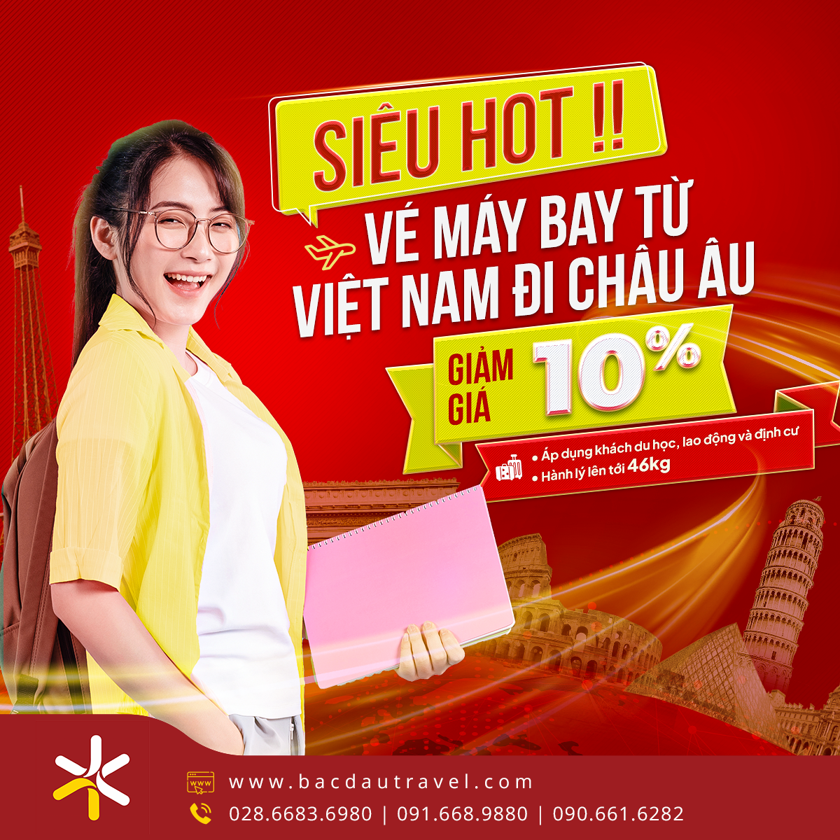 Vé máy bay Việt Nam đi Châu Âu giảm giá 10% tại Bắc Đẩu Travel