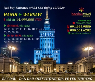 Lịch bay HANOI / SAIGON ✈ WARSAW tháng 10/2020